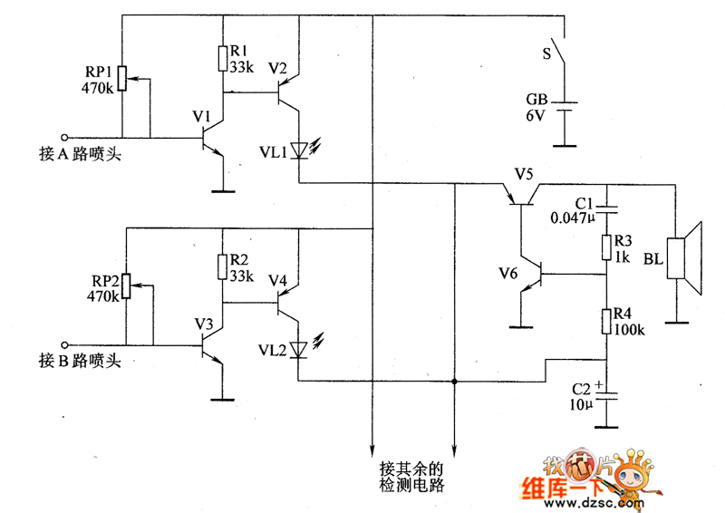 播种机种子通道堵塞报警器电路图（二）