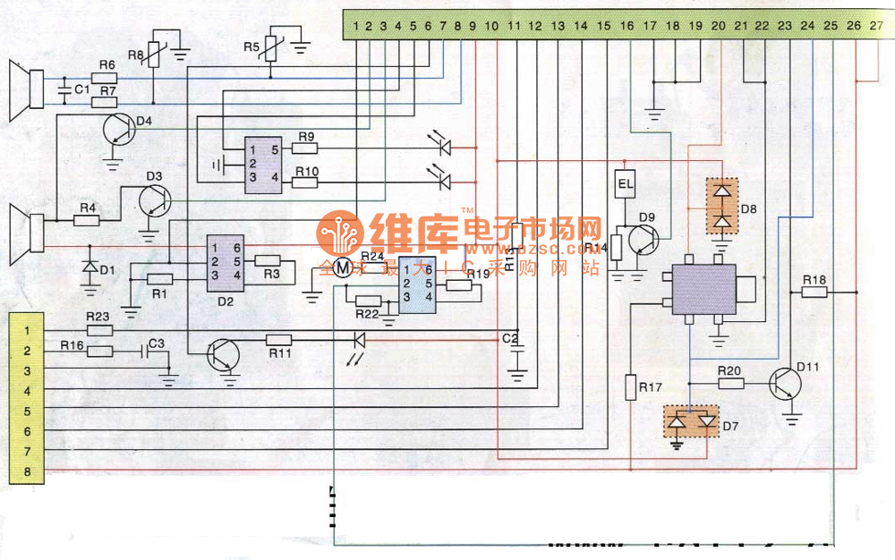 小灵通朗讯PS12型手机排线电路原理图
