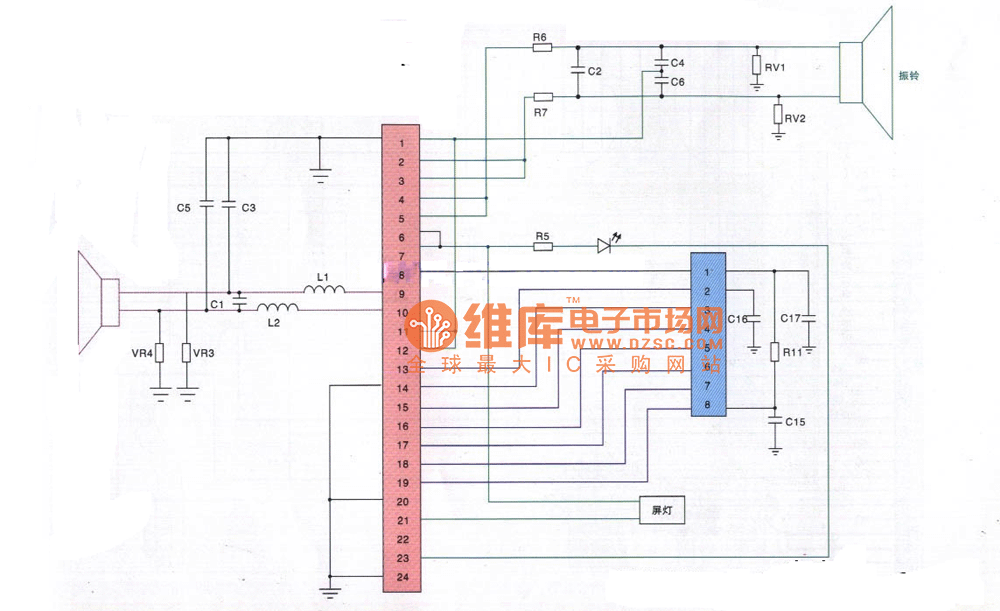 中兴A300型手机排线电路原理图