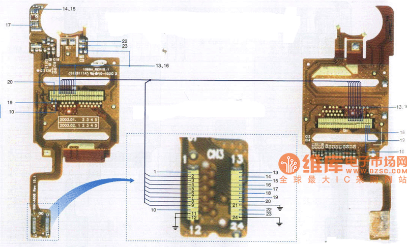 科健K518型手机排线元件分布图