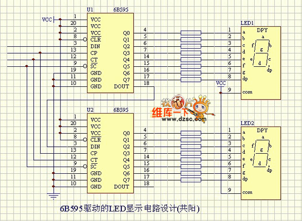 6B595驱动的LED显示电路图